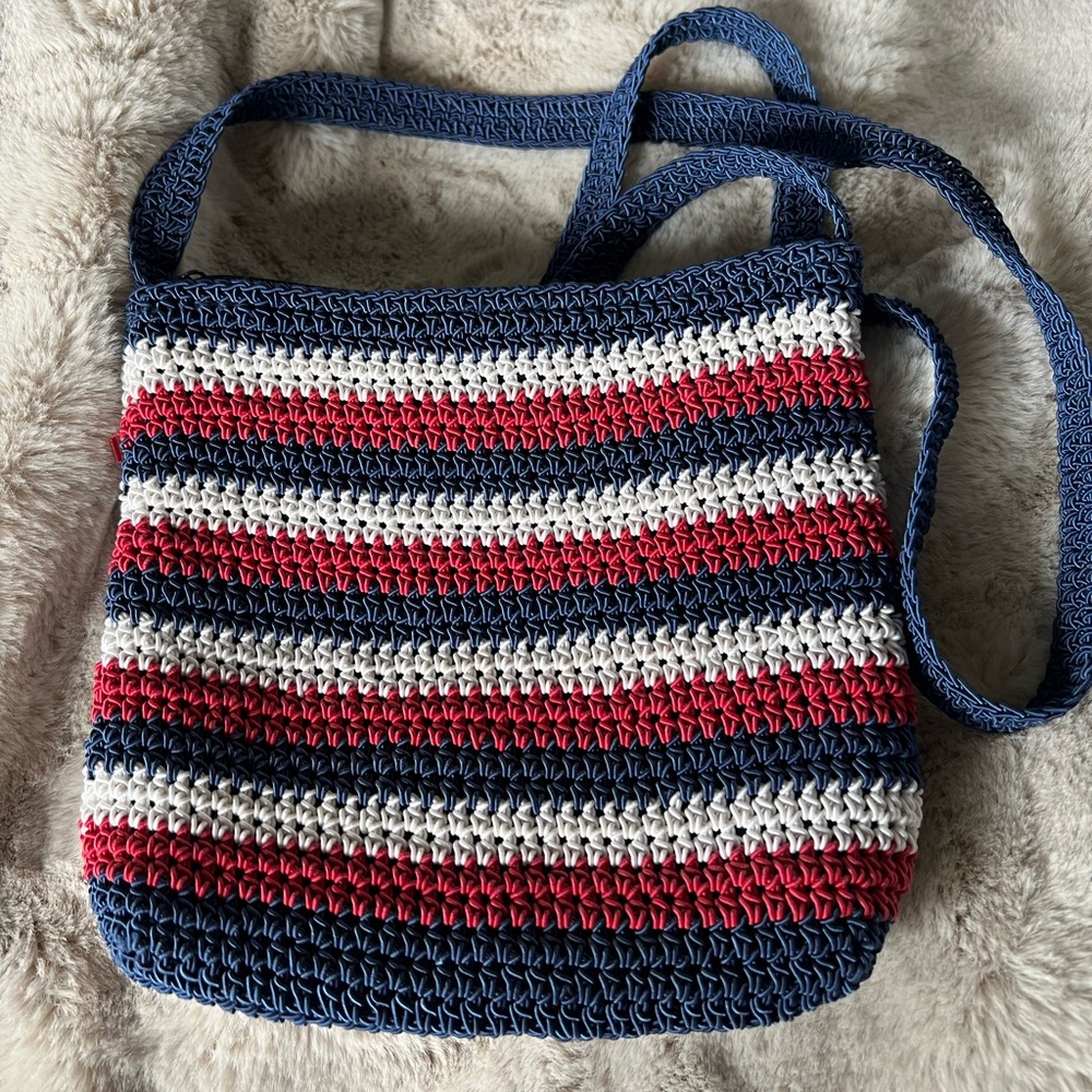 Striped Crochet Shoulder Bag